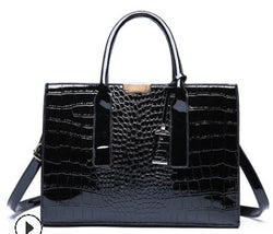 Womens Crocodile Tote Real Patent Leather Handbag Luxury Designer Ladies Alligator bags Retro Shoulder Purse pattern