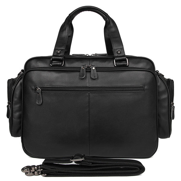 Men's genuine leather briefcase 16" Big real leather laptop tote Multiple pockets business travel bag double layer messenger bag