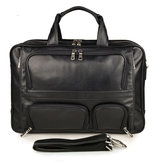 Mens Briefcase With Pockets Cowhide Bag On Business Suitcase Crazy Horse Leather Laptop Bags