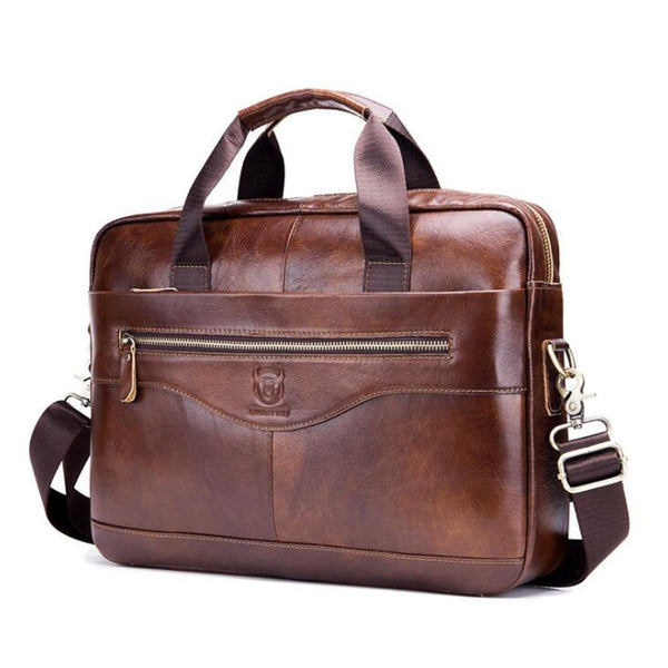 Men Briefcases Lawyer Genuine Leather Handbag Vintage Laptop Briefcase