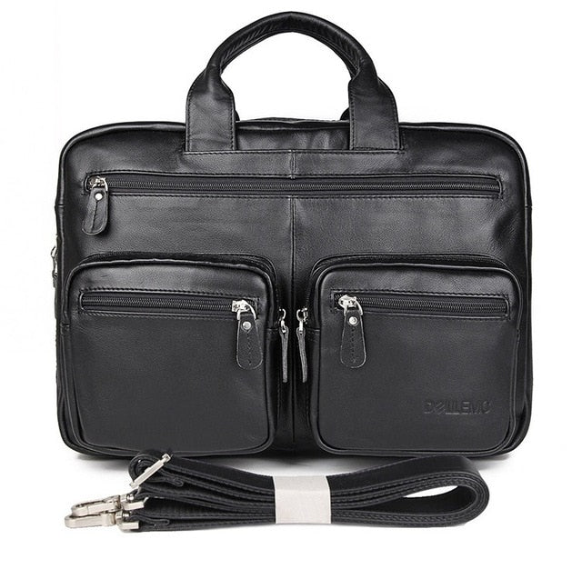 Mens Briefcase With Pockets Cowhide Bag On Business Suitcase Crazy Horse Leather Laptop Bags