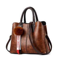 High Quality Ladies Fashion Leather Hairball handbag