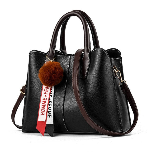 High Quality Ladies Fashion Leather Hairball handbag