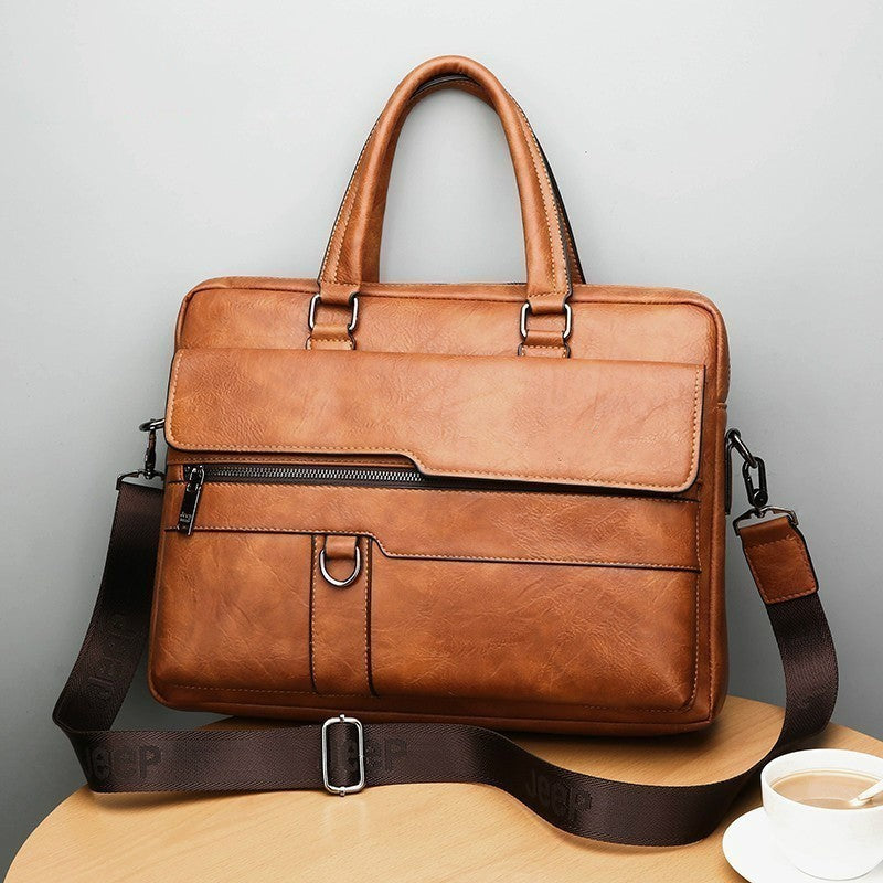 Mens Briefcase Bags Business Leather Bag Shoulder Messenger Bags Work Handbag 14 Inch