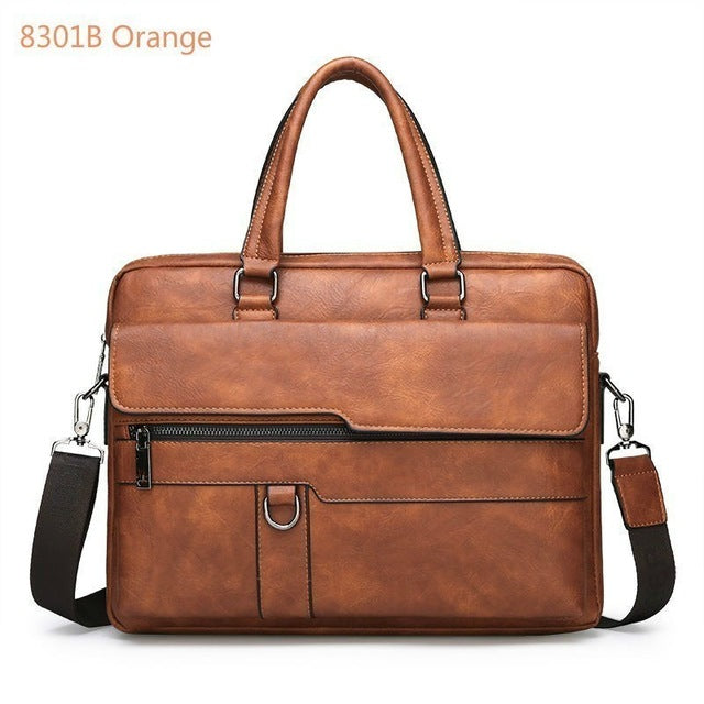 Mens Briefcase Bags Business Leather Bag Shoulder Messenger Bags Work Handbag 14 Inch