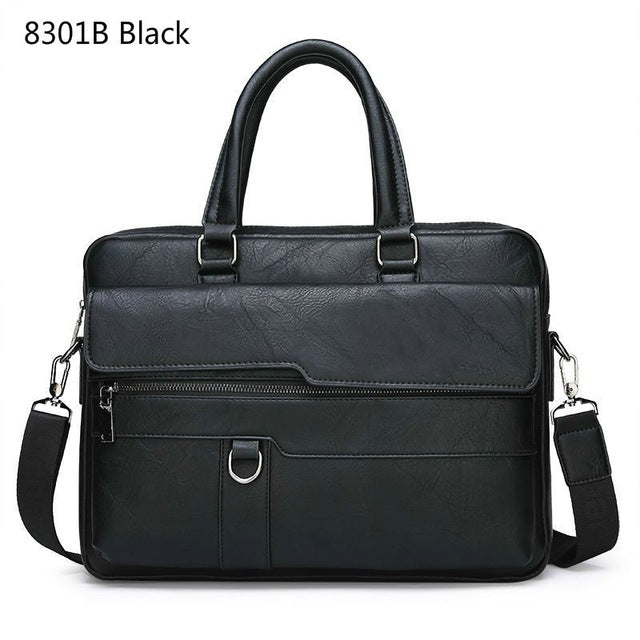 Mens Briefcase Bags Business Leather Bag Shoulder Messenger Bags Work Handbag 14 Inch