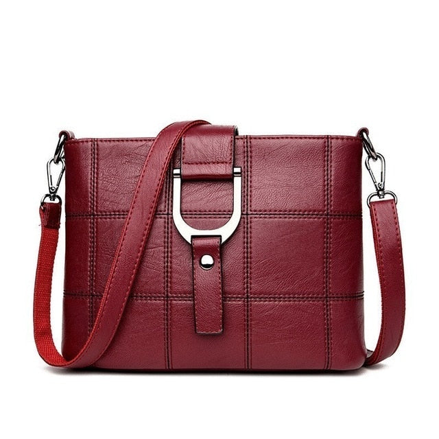 Womens Plaid Messenger Bags,Leather Shoulder Bags Female Designer High Quality Handbag