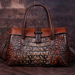 Womans Cowhide Crocodile Pattern High Quality  Retro Messenger Shoulder Cross HandBag