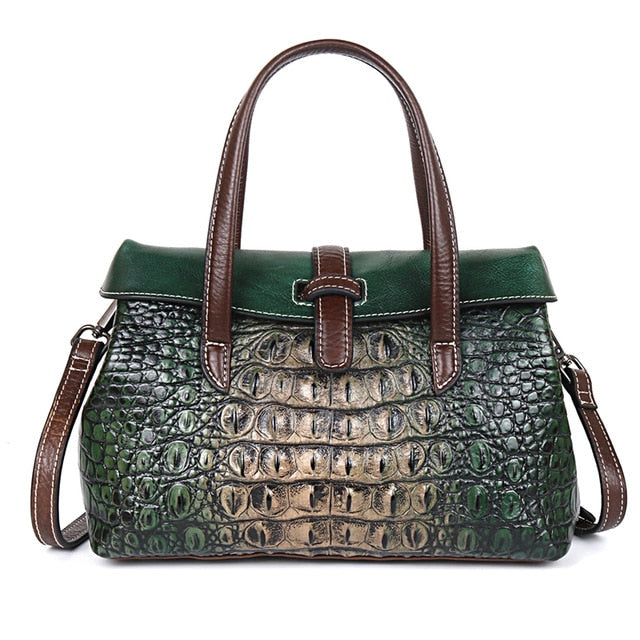 Womans Cowhide Crocodile Pattern High Quality  Retro Messenger Shoulder Cross HandBag