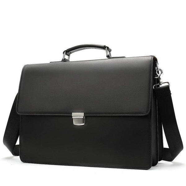 Mens high quality business genuine leather briefcase laptop shoulder messenger bag