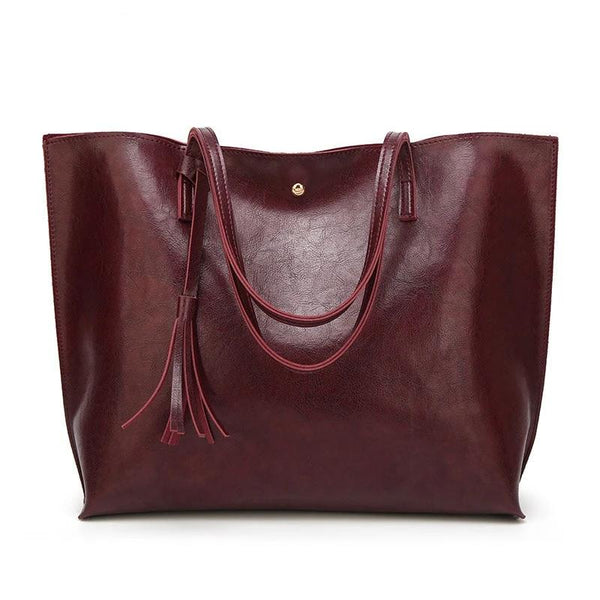Trendy Fashion Oil Wax Leather Tote Handbag for Woman
