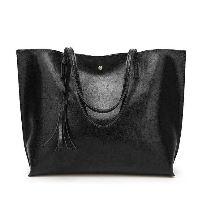 Trendy Fashion Oil Wax Leather Tote Handbag for Woman