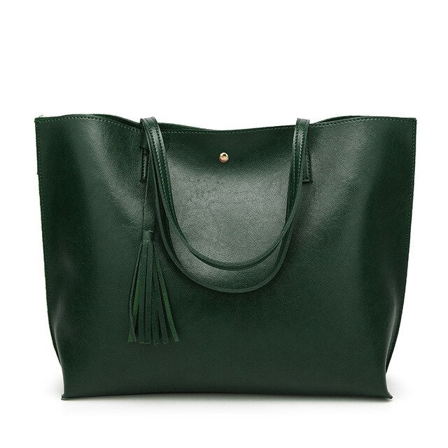 Trendy Fashion Oil Wax Leather Tote Handbag for Woman