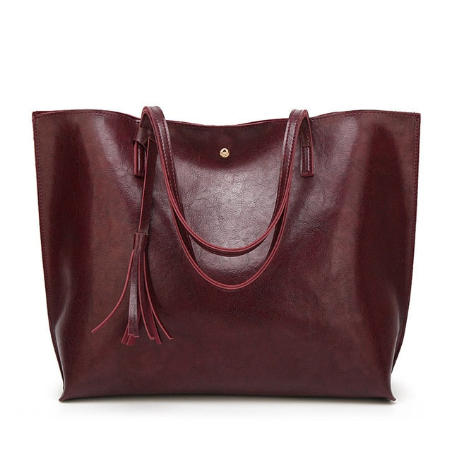 Trendy Fashion Oil Wax Leather Tote Handbag for Woman