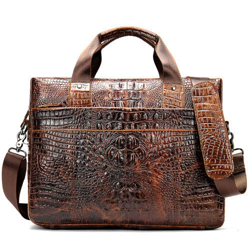 Men's Office briefcase genuine leather crocodile pattern