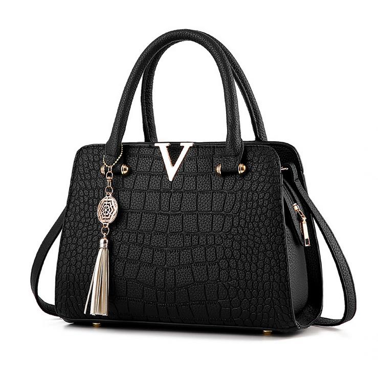 Luxury Quality Crocodile Leather Tote V Letters Designer Handbag