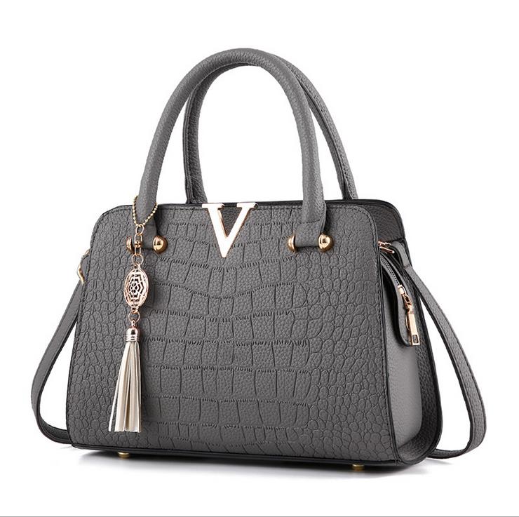 Luxury Quality Crocodile Leather Tote V Letters Designer Handbag