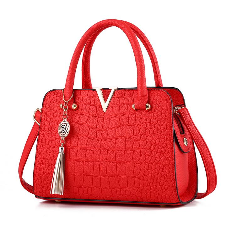 Luxury Quality Crocodile Leather Tote V Letters Designer Handbag