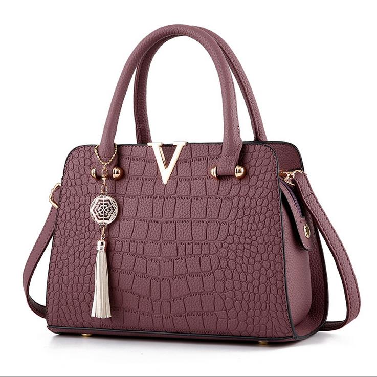 Luxury Quality Crocodile Leather Tote V Letters Designer Handbag