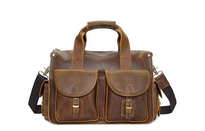 vintage solid horse leather men breifcase office laptop business handbags