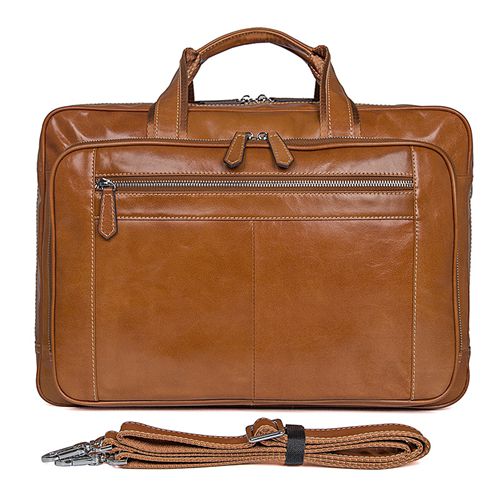 New Vintage Cow Leather Large Capacity Business Travel Trendy Handbag 17 Inch Laptop Bag