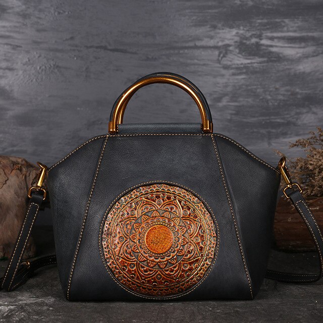 Chinese Style Genuine Leather Women Handbags Handmade Female Shoulder Bag Luxury Women's Bag Ladies Bags Designer Bolsos Mujer