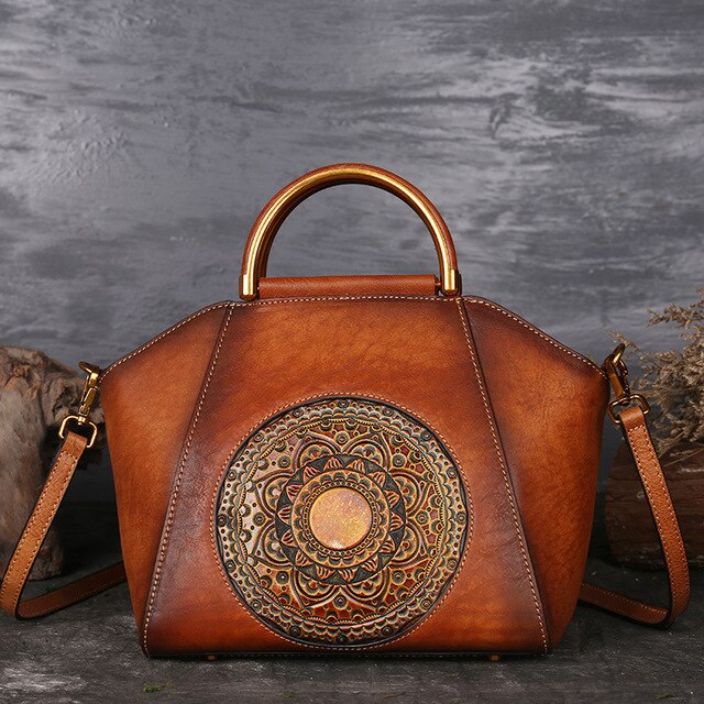 Chinese Style Genuine Leather Women Handbags Handmade Female Shoulder Bag Luxury Women's Bag Ladies Bags Designer Bolsos Mujer