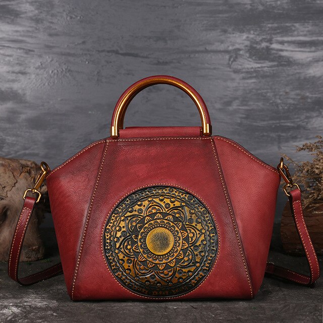 Chinese Style Genuine Leather Women Handbags Handmade Female Shoulder Bag Luxury Women's Bag Ladies Bags Designer Bolsos Mujer