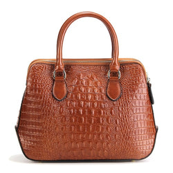 Women Split Leather Handbag Fashionable Crocodile Pattern Shoulder Bag Classical Tote Crossbody Bag