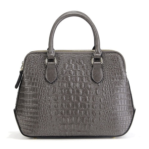 Women Split Leather Handbag Fashionable Crocodile Pattern Shoulder Bag Classical Tote Crossbody Bag