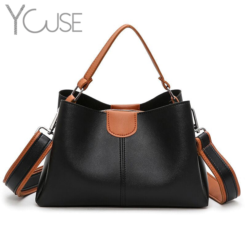 Fashion Brand Women Leather Contrast  Shoulder Messenger Bag