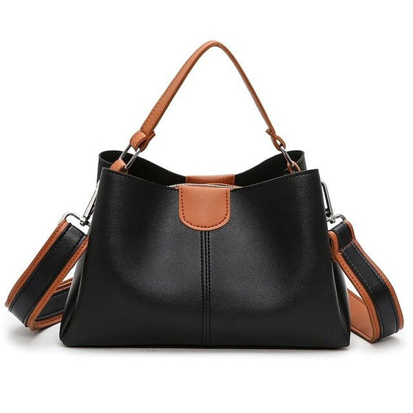 Fashion Brand Women Leather Contrast  Shoulder Messenger Bag