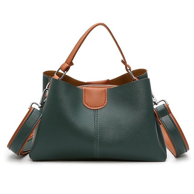 Fashion Brand Women Leather Contrast  Shoulder Messenger Bag