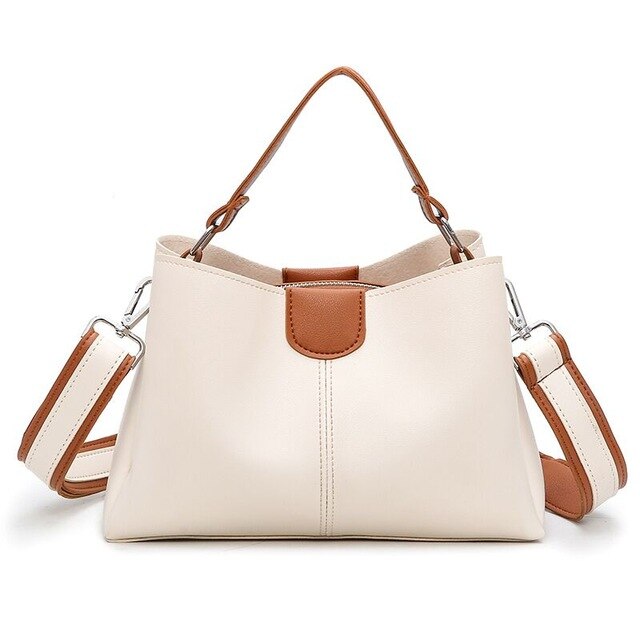 Fashion Brand Women Leather Contrast  Shoulder Messenger Bag