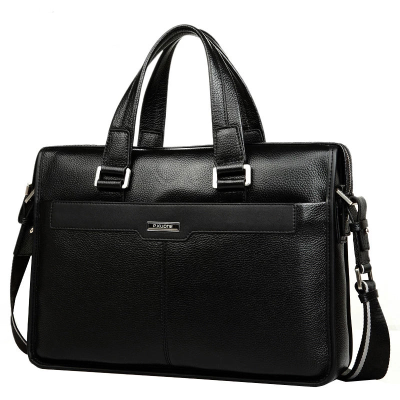 Mens Leather briefcase laptop men travel bag