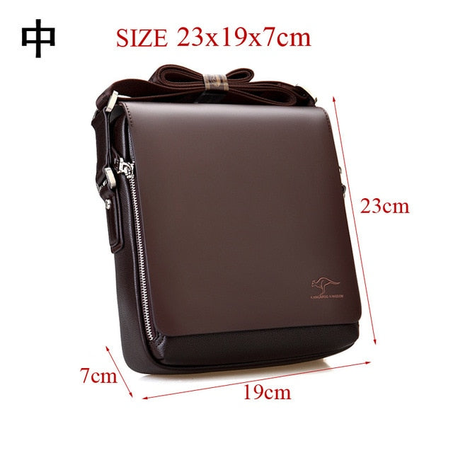 Mens composite leather bag casual shoulder briefcase kangaroo messenger bag men's travel bags