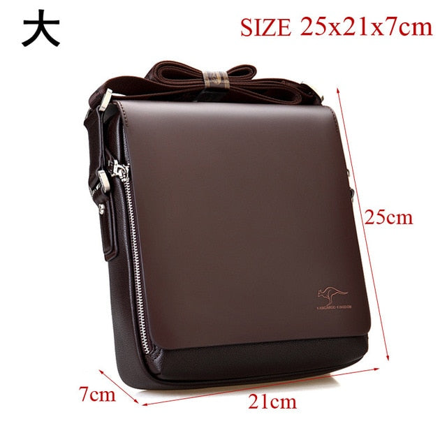 Mens composite leather bag casual shoulder briefcase kangaroo messenger bag men's travel bags