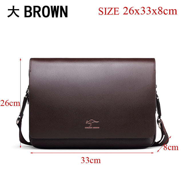 Mens composite leather bag casual shoulder briefcase kangaroo messenger bag men's travel bags