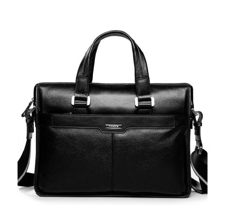 Mens Leather briefcase laptop men travel bag