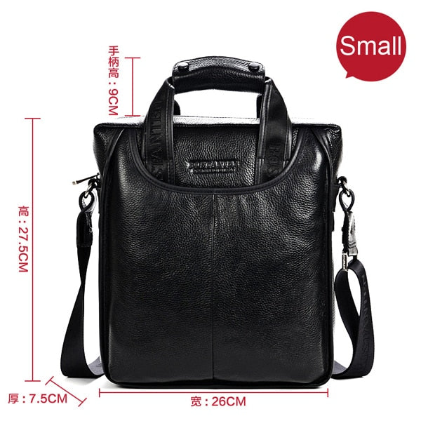 Mens GENUINE LEATHER Cowhide Shoulder Leisure Business Messenger Portable Briefcase Laptop Casual Purse