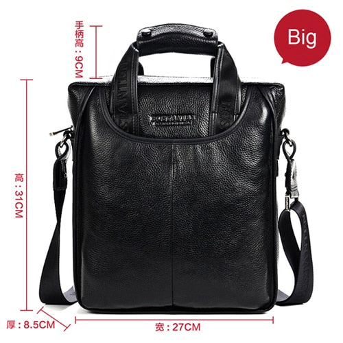 Mens GENUINE LEATHER Cowhide Shoulder Leisure Business Messenger Portable Briefcase Laptop Casual Purse