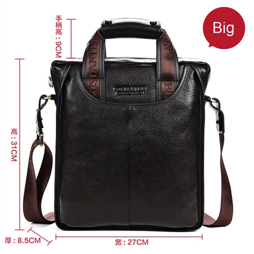 Mens GENUINE LEATHER Cowhide Shoulder Leisure Business Messenger Portable Briefcase Laptop Casual Purse