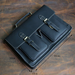 Men's Vintage Real Crazy Horse Leather Briefcase Messenger Shoulder Portfolio Laptop Bag Case Office Handbag