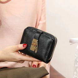 Women Small Cow Leather Mini Short Wallets ID Card Holder Wallet Coin Purses Real Leather Wallets for Lady