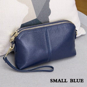 Womens Genuine Leather High Quality Clutch bag  Handbag messenger bag Dual purpose Leisure bag