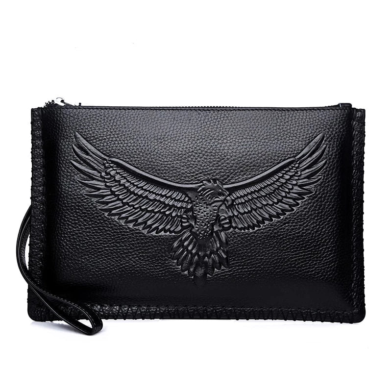 Men Wallet Genuine Leather Purses Long Wallet Vintage Handy Bag High-Capacity Card Holder