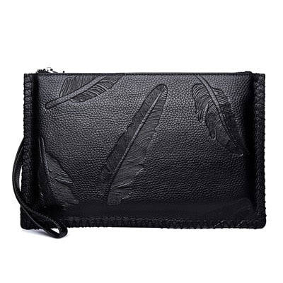 Men Wallet Genuine Leather Purses Long Wallet Vintage Handy Bag High-Capacity Card Holder