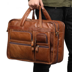 Men Leather Briefcases Laptop Casual Business Tote Bags Shoulder Crossbody Bag Men's Handbags Large Travel Bag