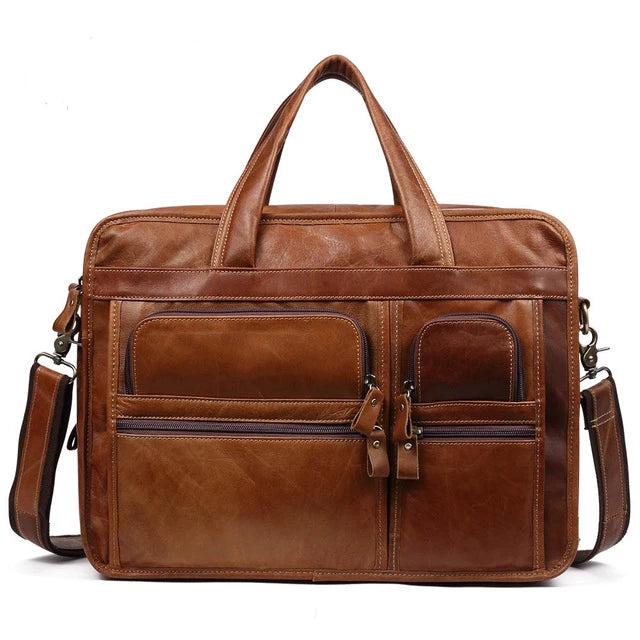 Men Leather Briefcases Laptop Casual Business Tote Bags Shoulder Crossbody Bag Men's Handbags Large Travel Bag