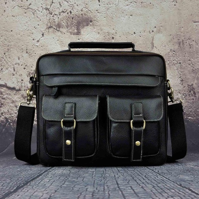 Men Real Leather Antique Style Coffee Briefcase Business 13" Laptop Cases Attache Messenger Bags Portfolio